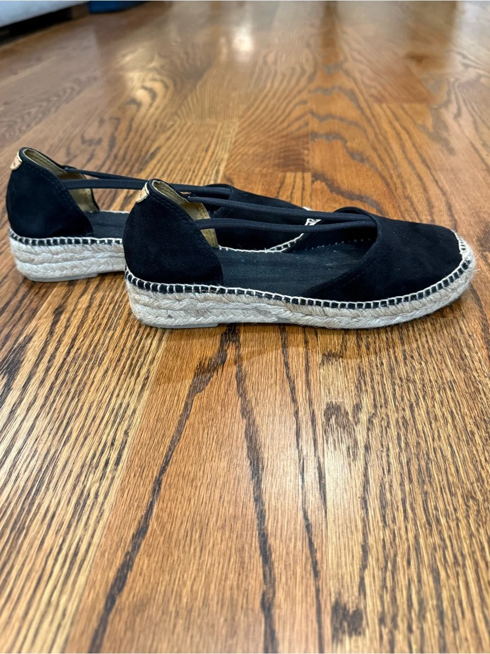 Black Espadrille Flats with Crisscross Straps